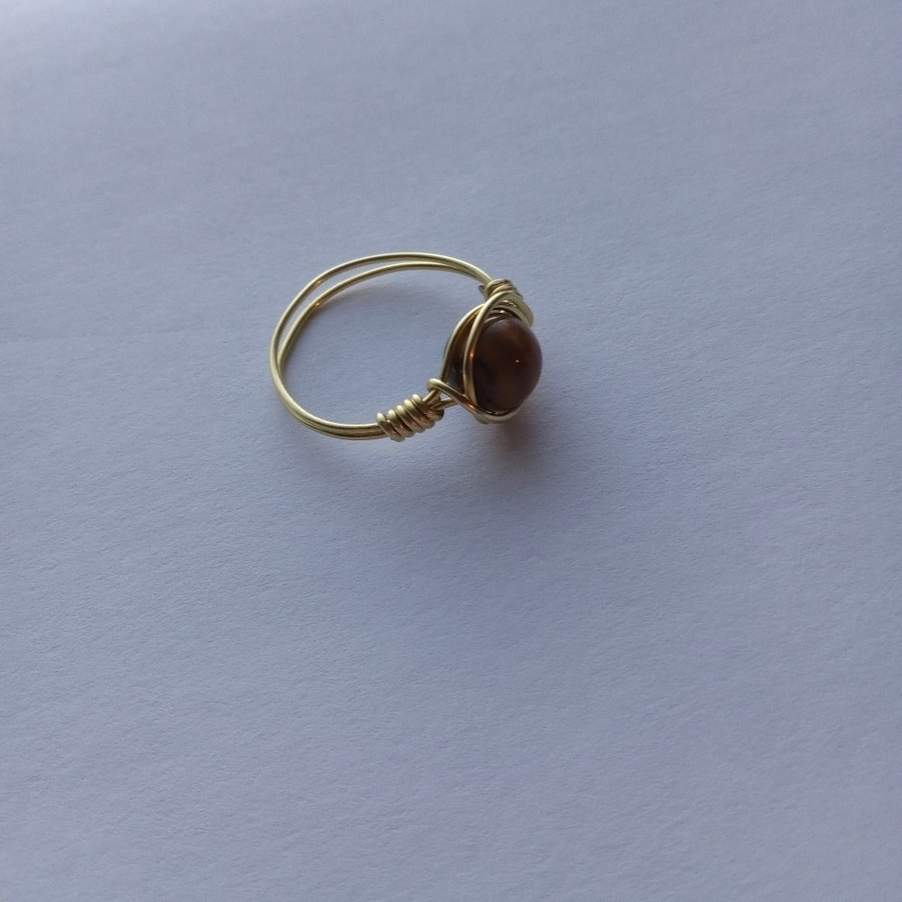 Tiger's eye stone wire wrapped ring size 8 - Picture 5 of 9